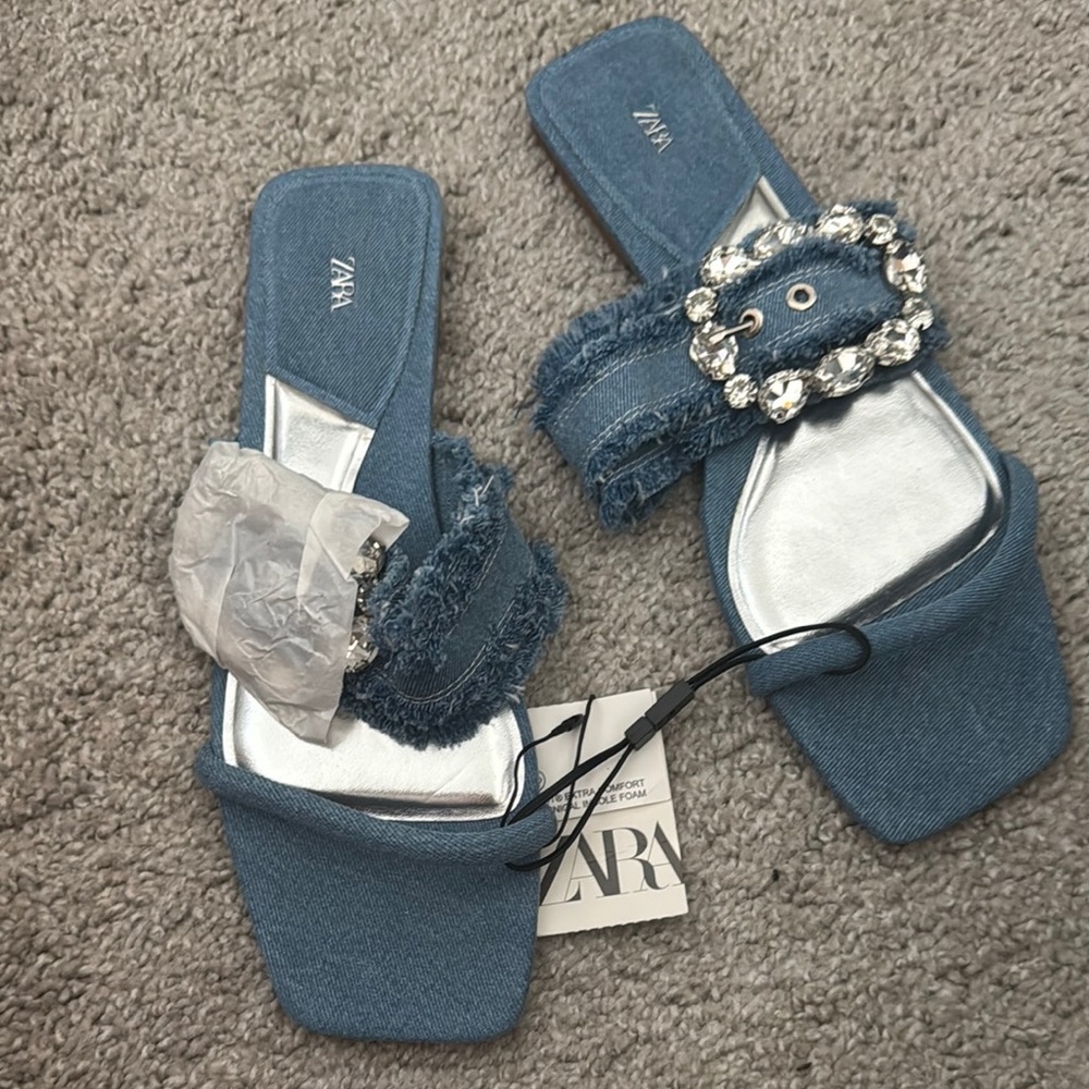 Zara Blue Denim Women's Sandals